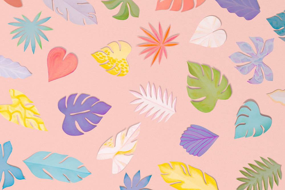 Paper craft leaf background, editable design