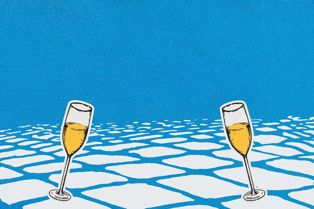 Blue vintage champagne illustration. editable design