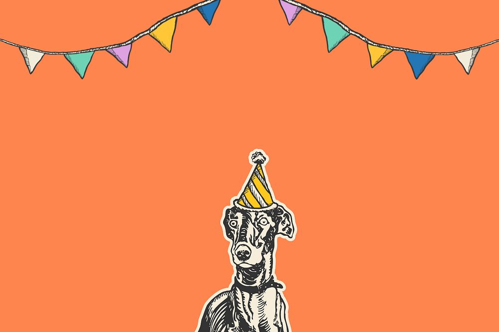 Greyhound birthday banner illustration, editable design