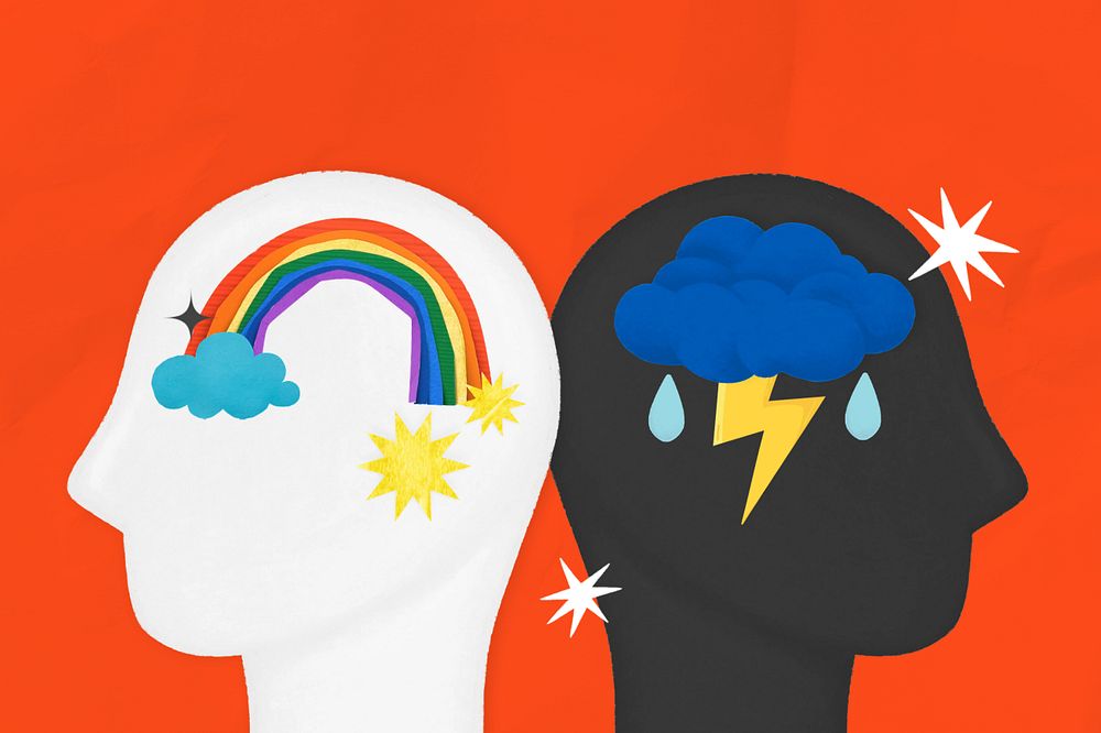 Rainbow cloud head, mental health remix, editable design