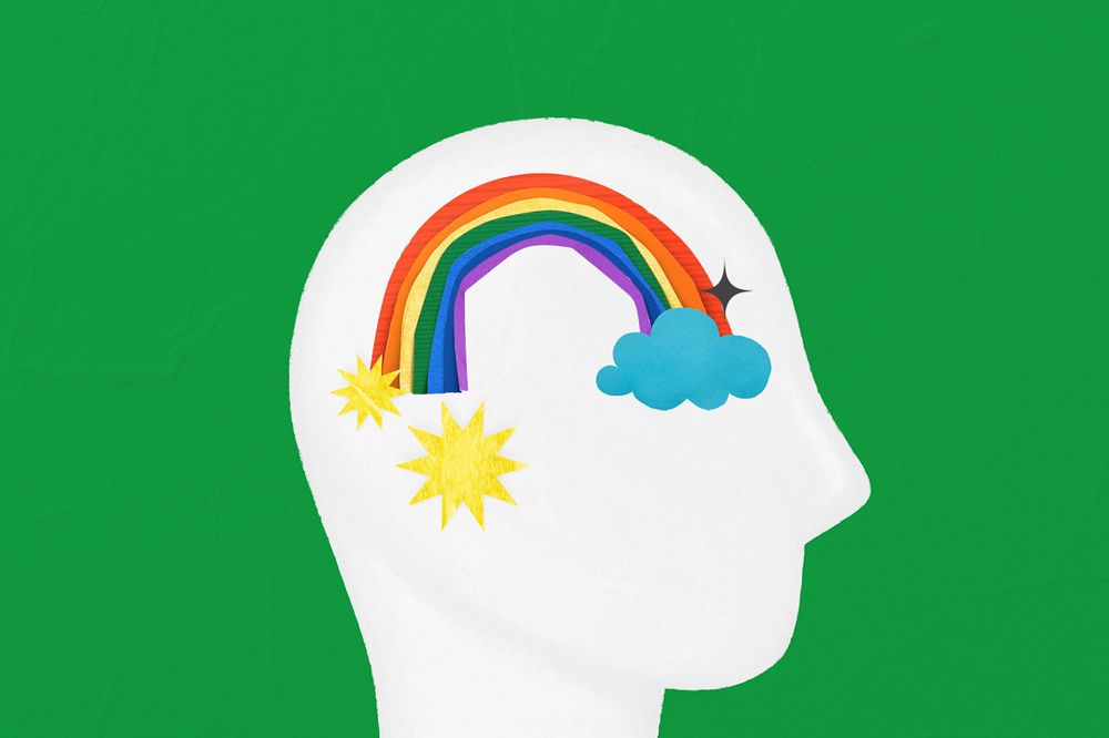 Rainbow head, mental health remix, editable design