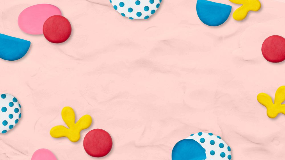 Kids clay pink desktop wallpaper, editable design