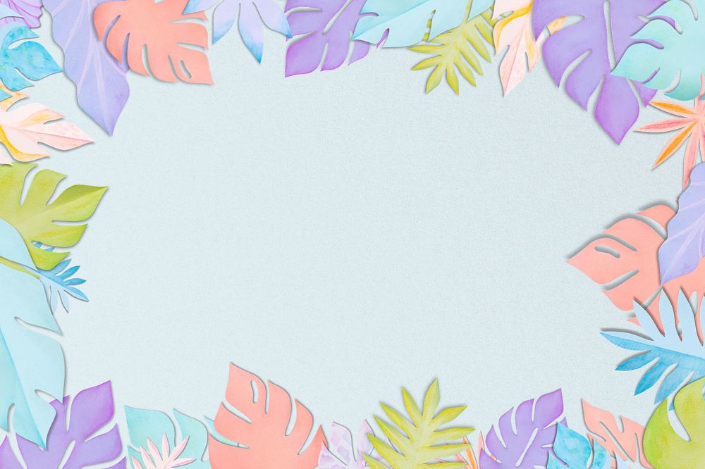 Paper craft leaf border background, editable design