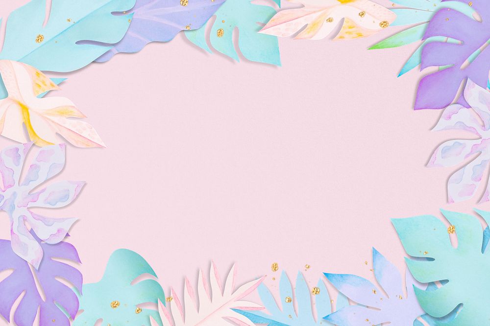 Paper craft leaf border background, editable design