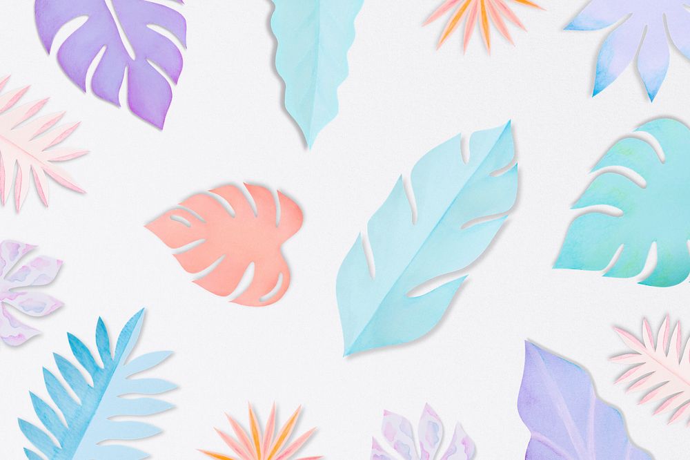 Paper craft leaf background, editable design