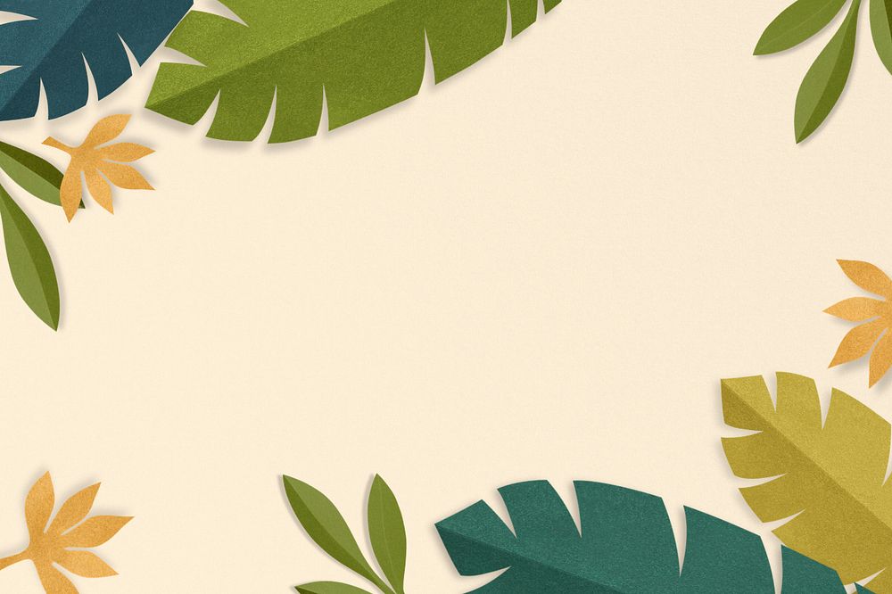 Paper craft leaf border background, editable design