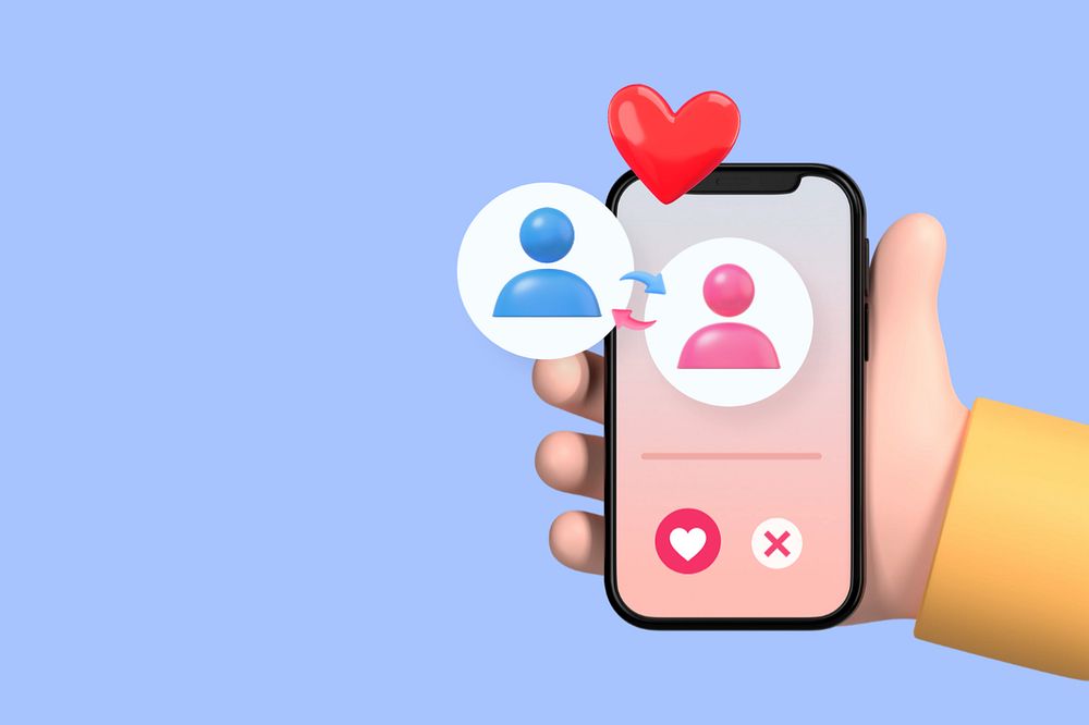 Dating app matched, 3D love remix, editable design