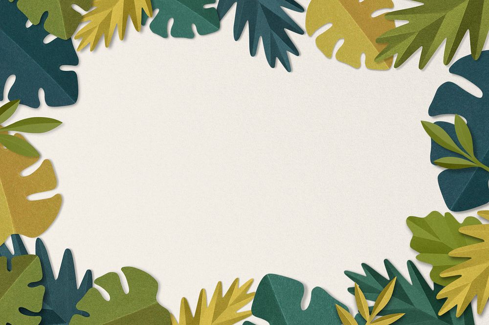 Paper craft leaf border background, editable design