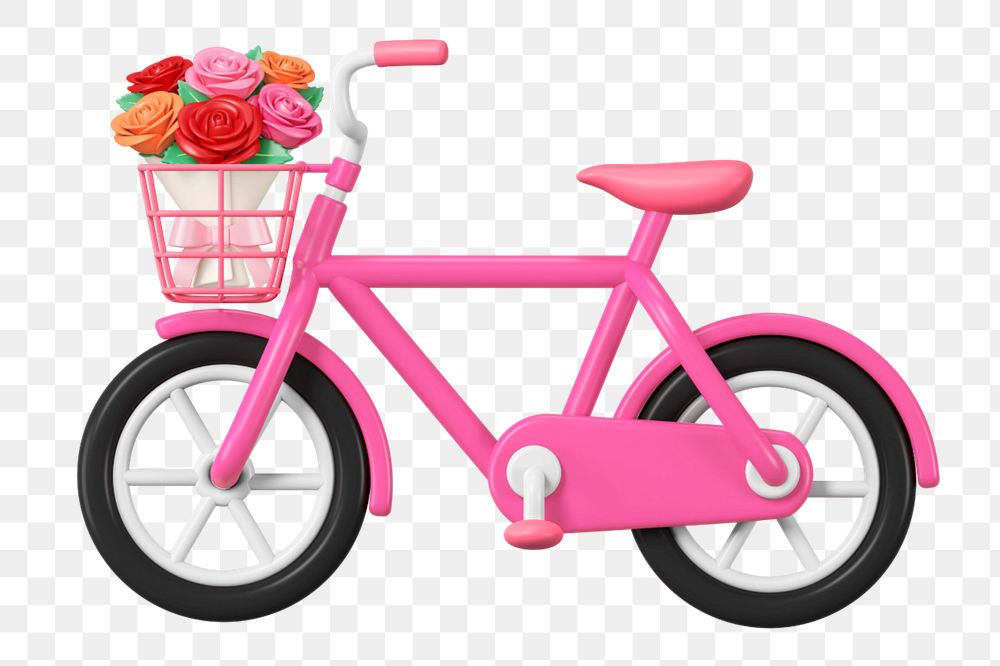 3D pink bicycle background, Valentine's celebration remix, editable design