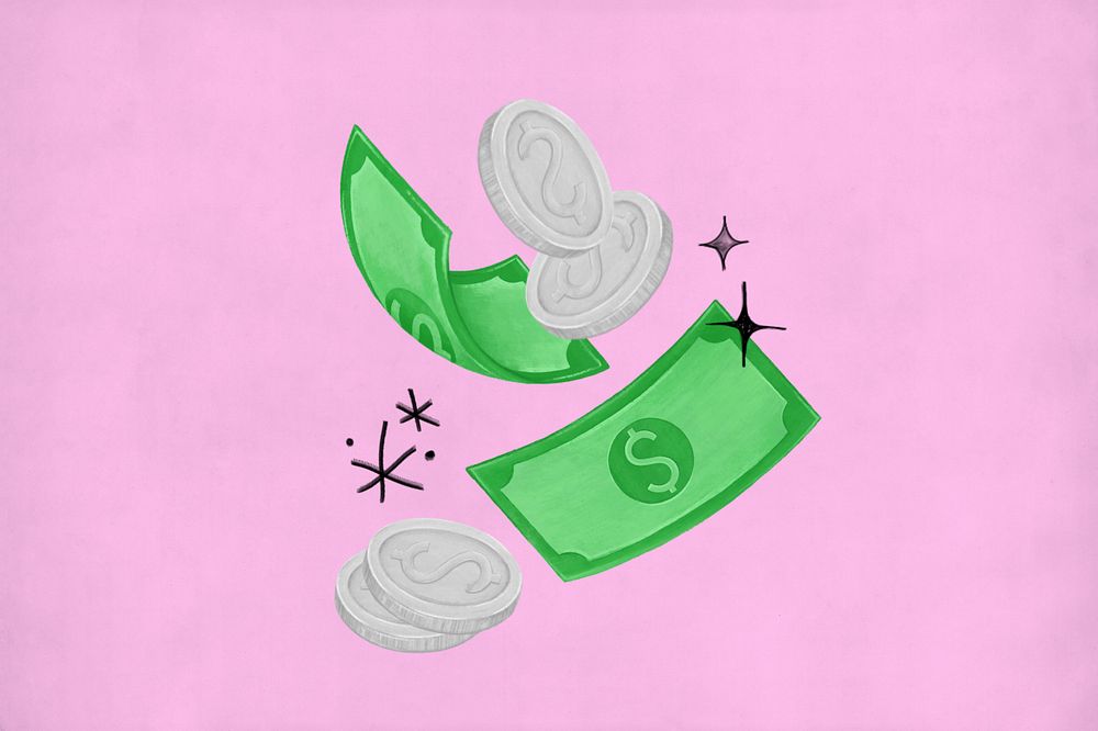 Floating coins and bill, money & finance remix, editable design