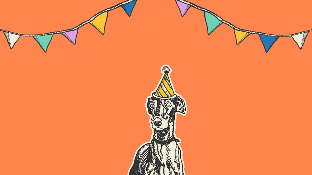 Greyhound birthday banner desktop wallpaper, editable design