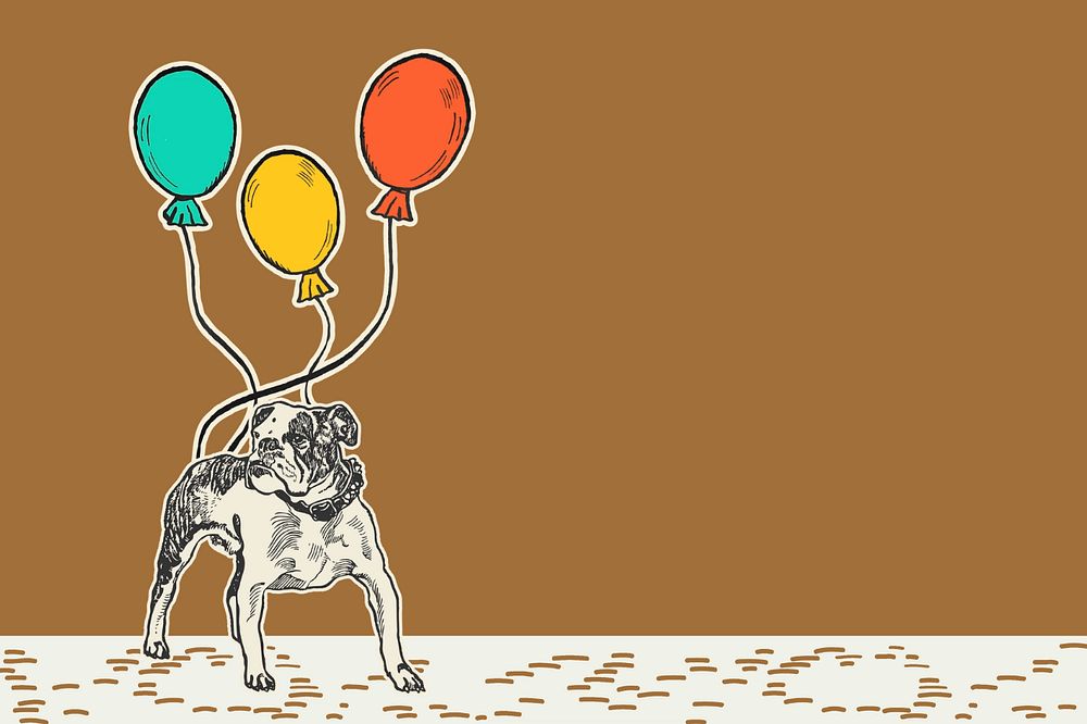 Brown birthday balloon pit-bull, editable design