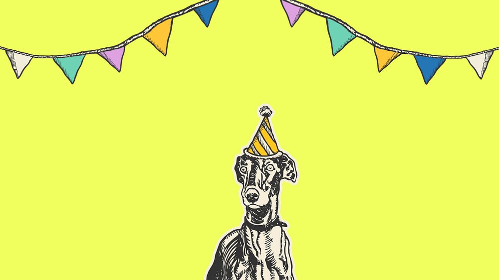 Greyhound birthday banner desktop wallpaper, editable design