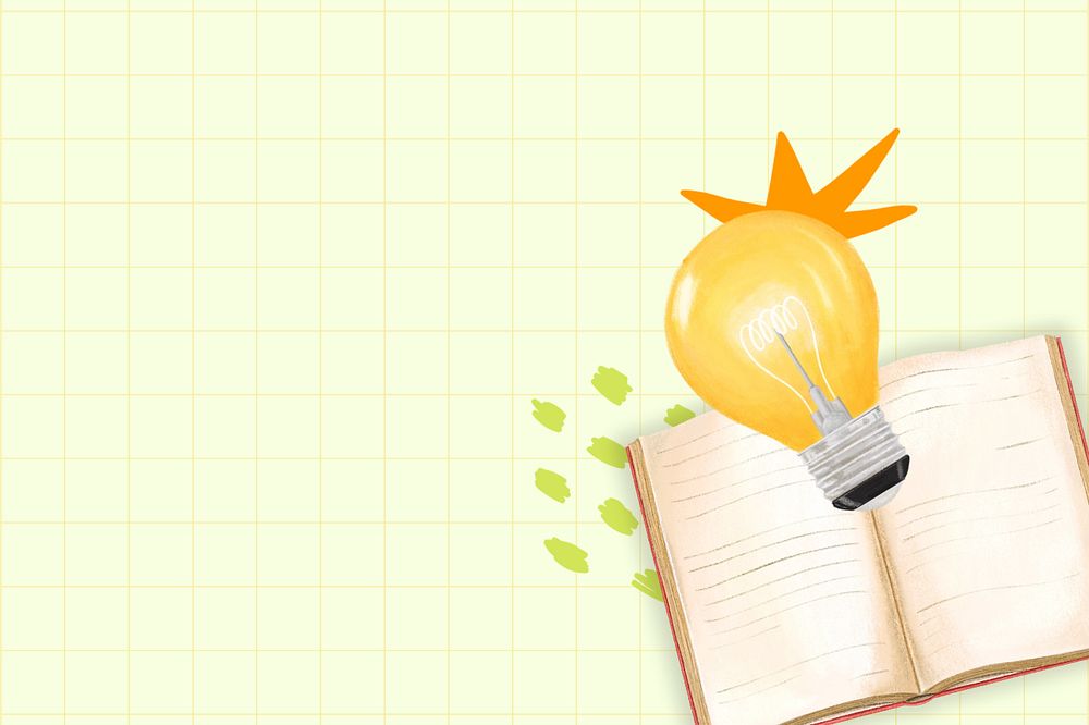 Creative idea background, book and light bulb illustration, editable design