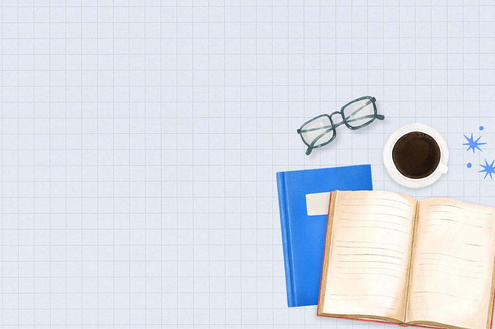 Book and coffee background, education aesthetic, editable design