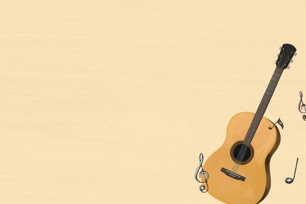 Acoustic guitar music background, hobby illustration, editable design