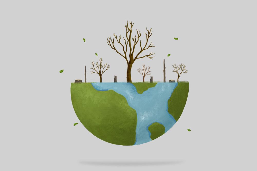 Leafless tree globe, environment illustration, editable design