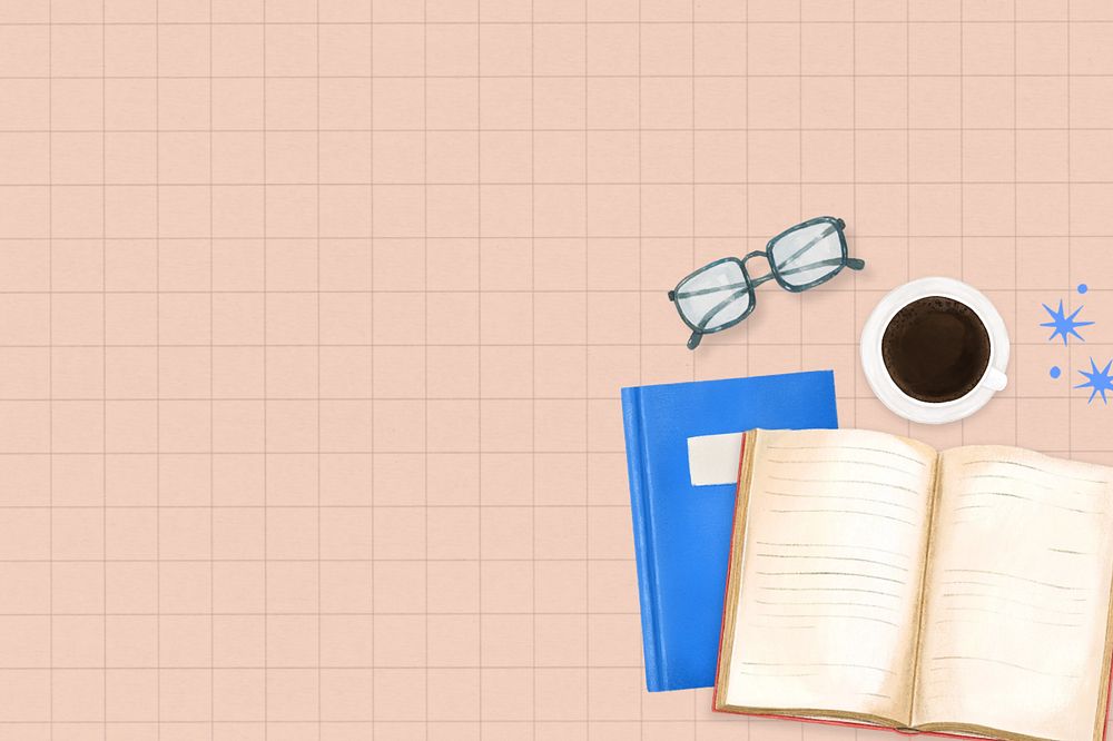 Book and coffee background, education aesthetic, editable design