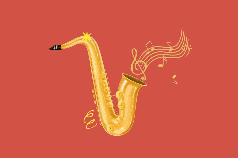 Saxophone musical instrument, hobby illustration, editable design