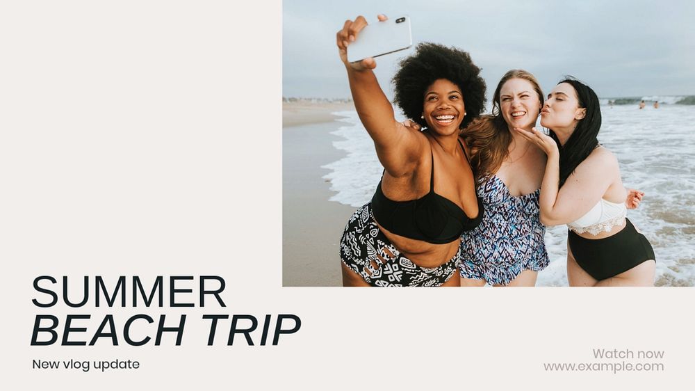 Summer beach trip blog banner template, editable text