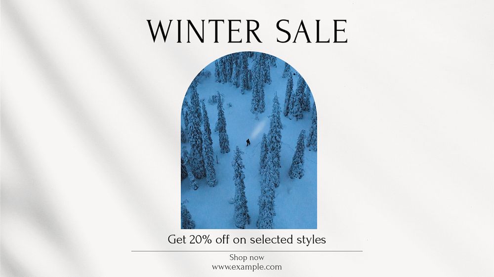 Winter sale blog banner template, editable text