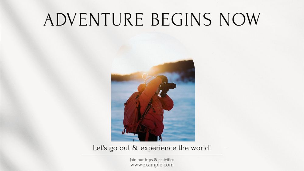 Adventure & travel blog banner template, editable text