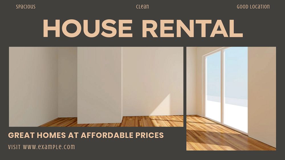 House rental blog banner template, editable text