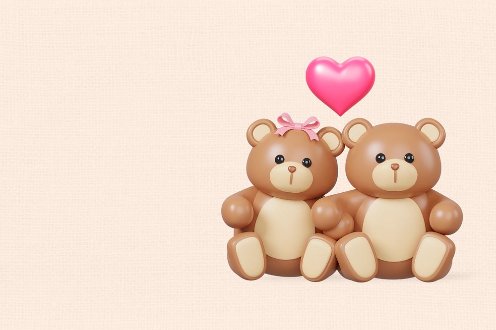 Teddy bears love, 3D Valentine's celebration remix, editable design