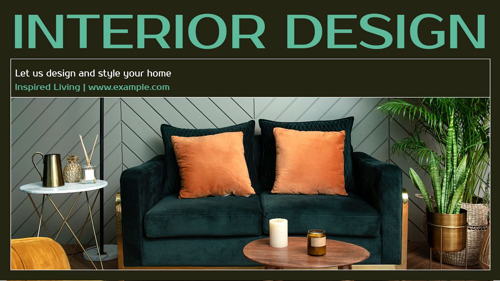 Interior design blog banner template, editable text