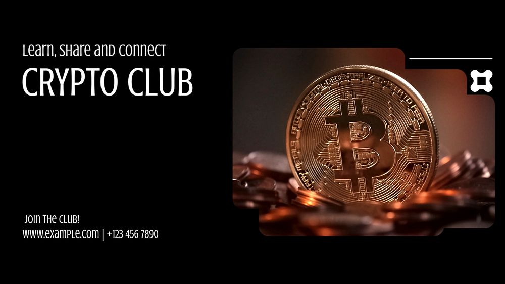 Crypto Club blog banner template, editable text