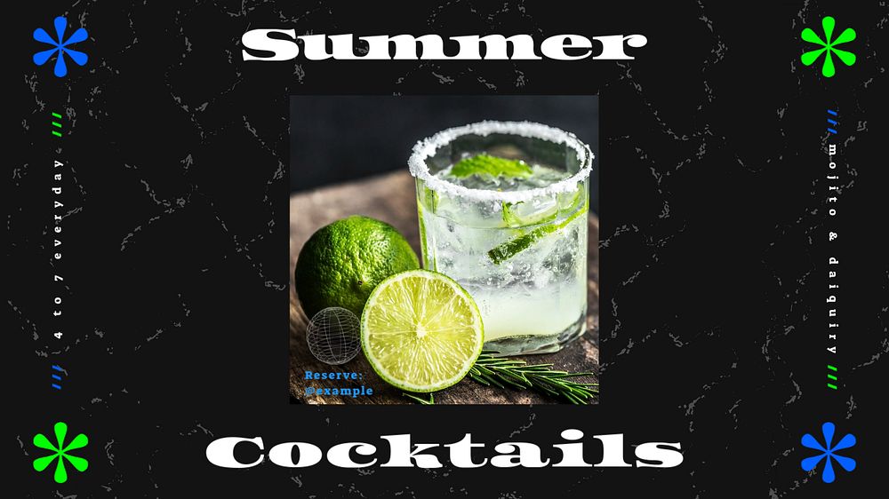 Summer cocktails blog banner template, editable text