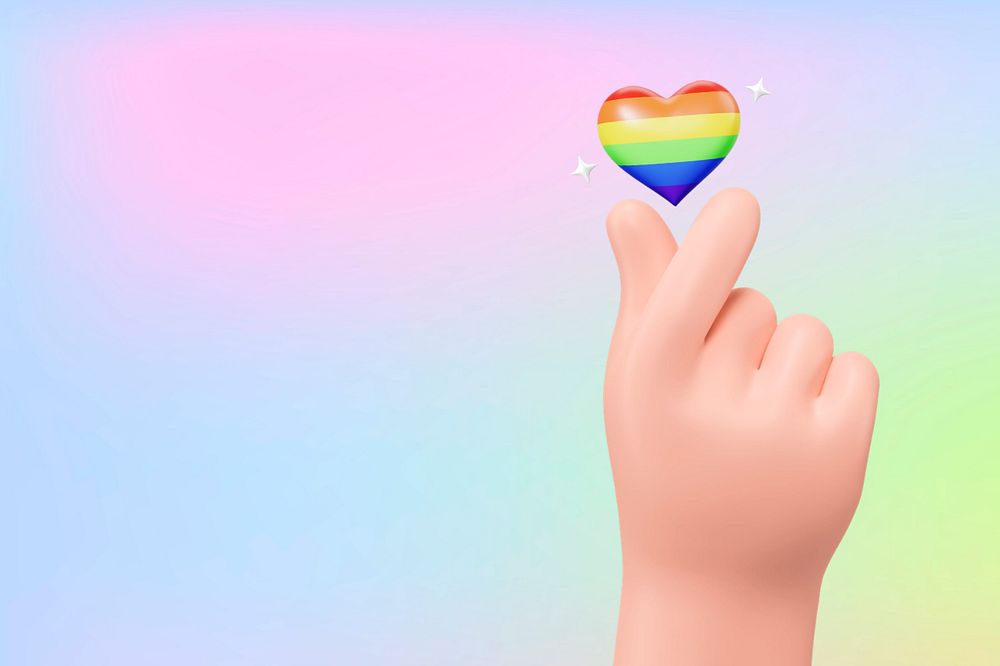 Pride month celebration, 3D mini heart hand, editable design