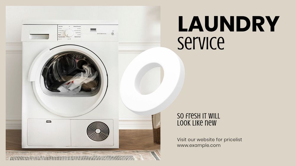 Laundry service blog banner template, editable text