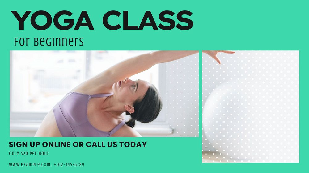 Yoga class blog banner template, editable text