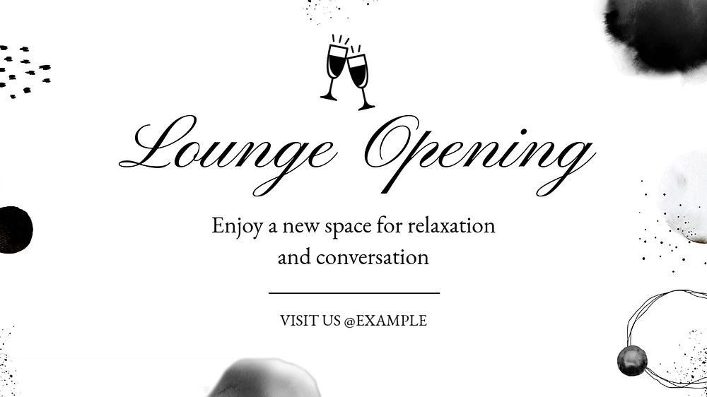 Lounge opening blog banner template, editable text