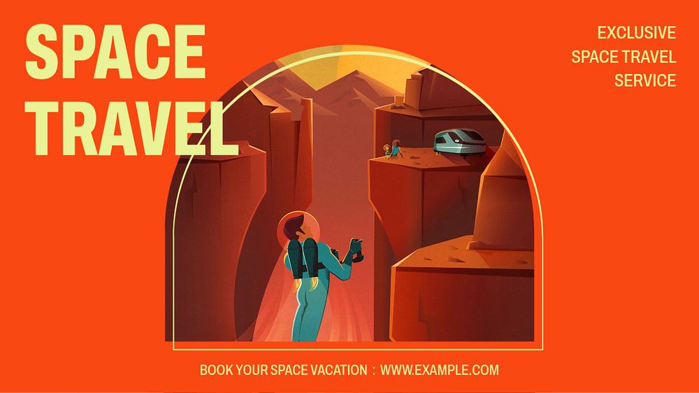 Space travel blog banner template, editable text