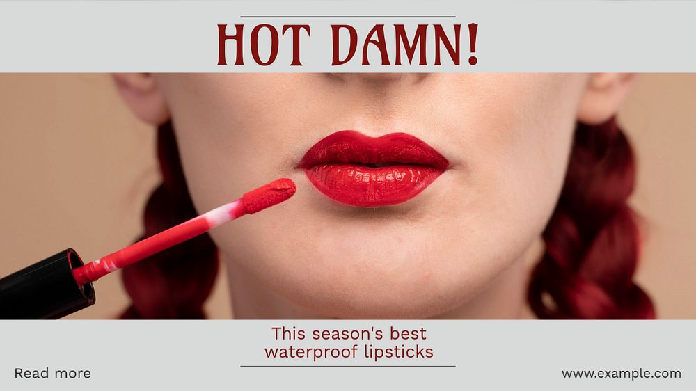 Hot damn lipstick blog banner template, editable text