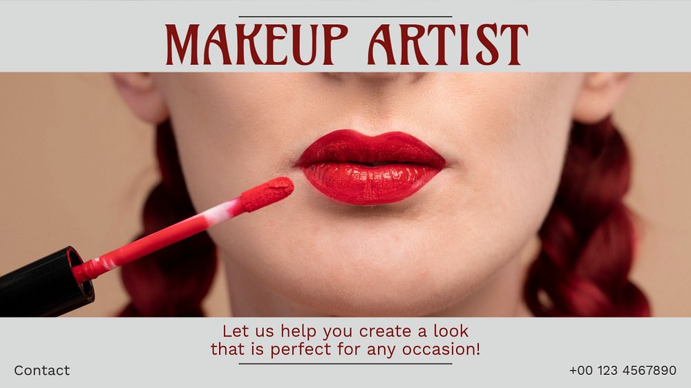 Makeup artist blog banner template, editable text