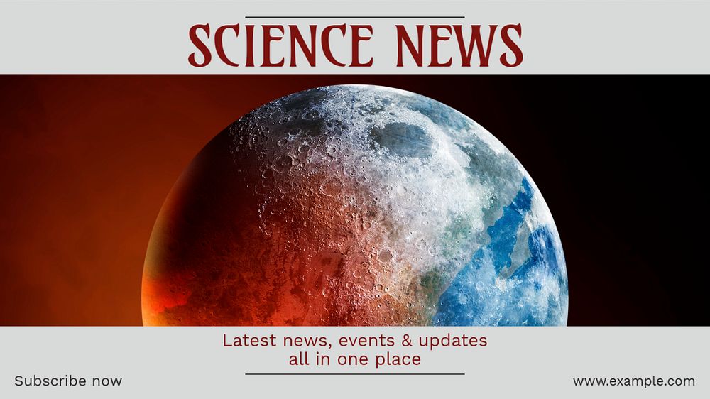 Science news blog banner template, editable text