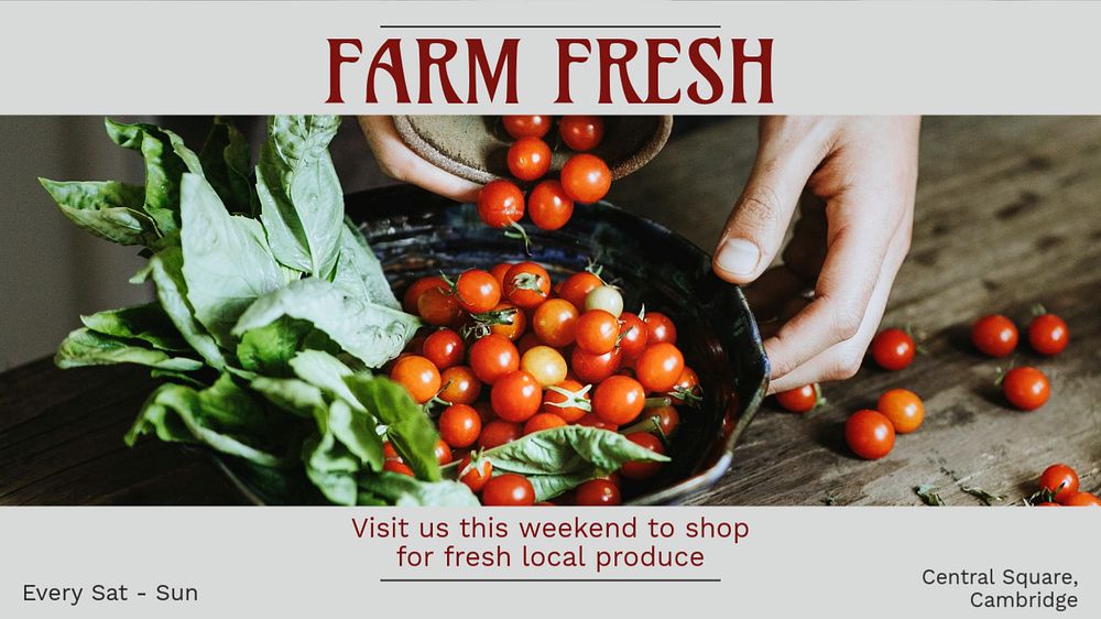 Farm fresh blog banner template, editable text