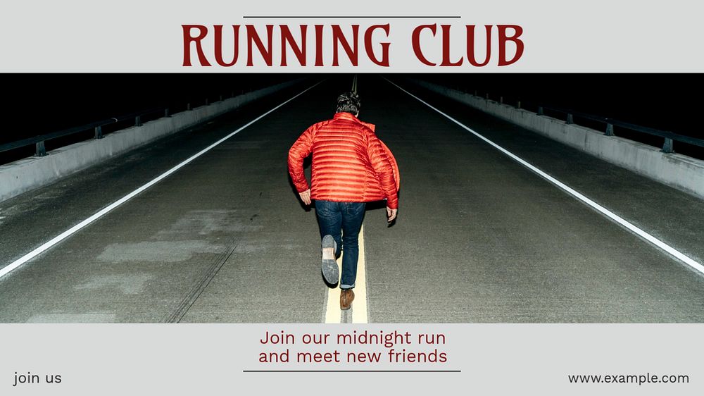 Running club blog banner template, editable text