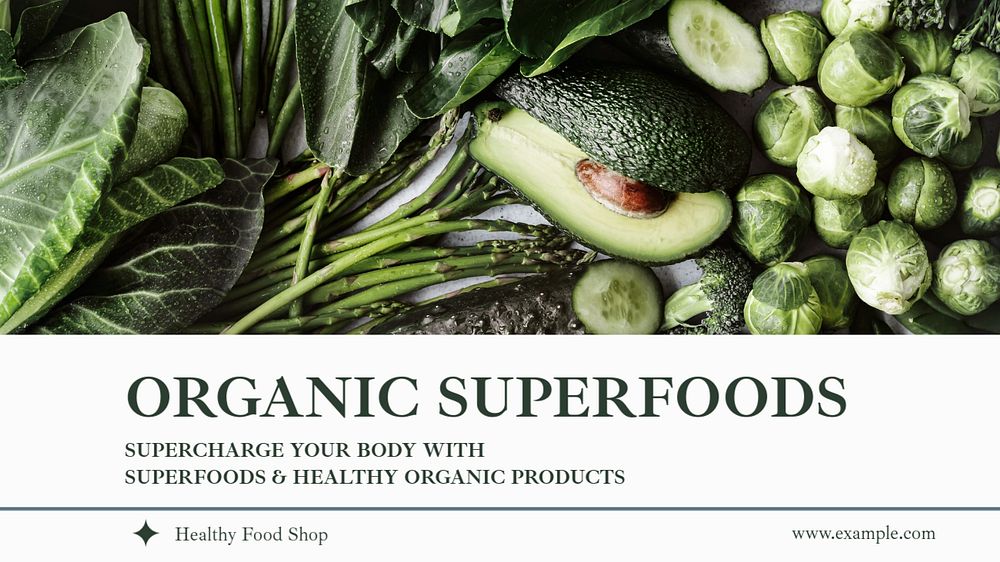 Organic superfoods blog banner template, editable text