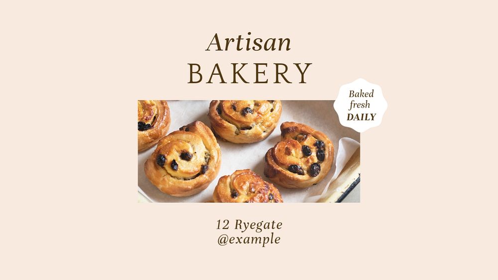 Artisan bakery blog banner template, editable text