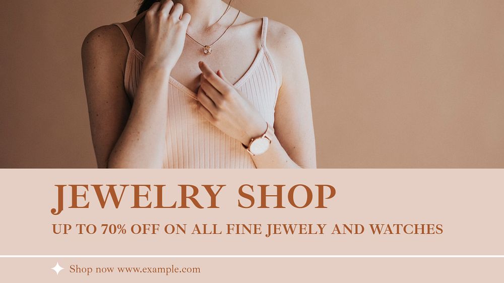 Jewelry shop blog banner template, editable text