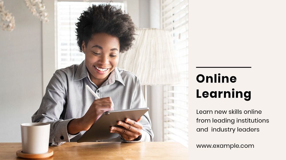 Online learning blog banner template, editable text