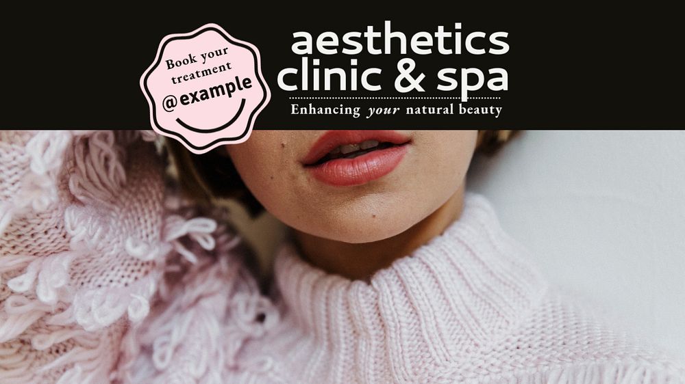 Aesthetics clinic blog banner template, editable text