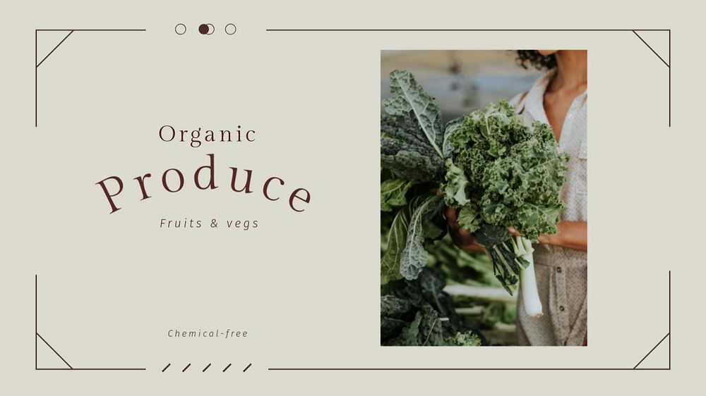 Organic produce blog banner template, editable text