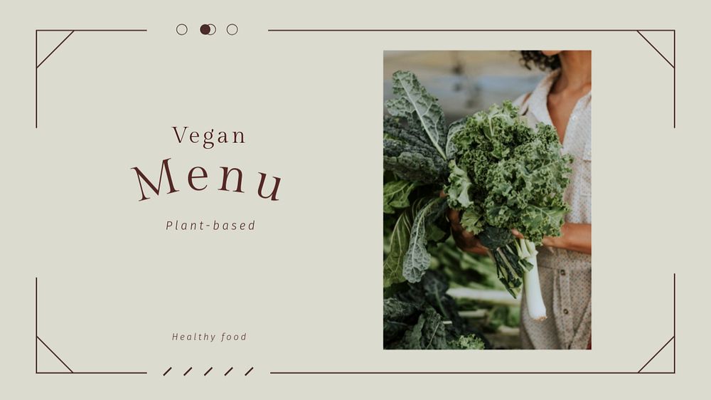 Vegan menu blog banner template, editable text