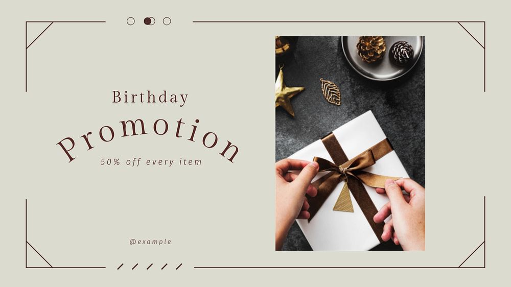 Birthday promotion blog banner template, editable text