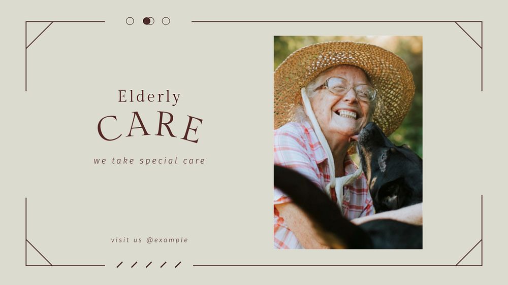 Elderly care blog banner template, editable text